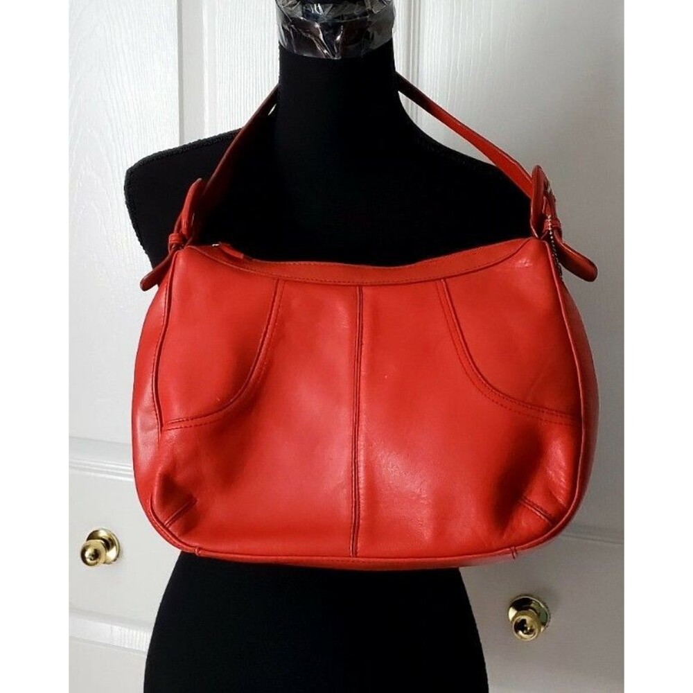 Laura Scott 8X12X3 Lg Red Shoulder Bag Genuine Leather Pockets Zip Close Purse